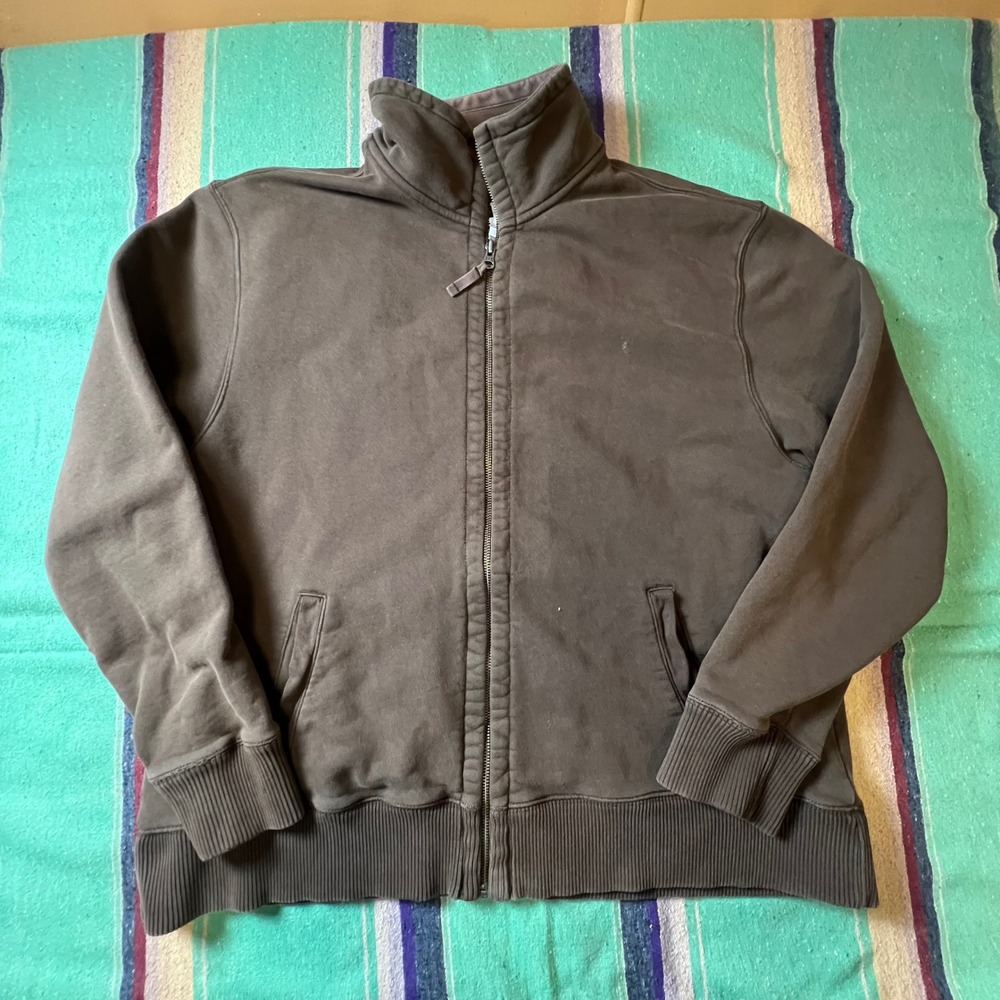 Gap Full Zip Sweatshirt Mens XXL Brown Mock Neck Fleece Heavyweight Jacket